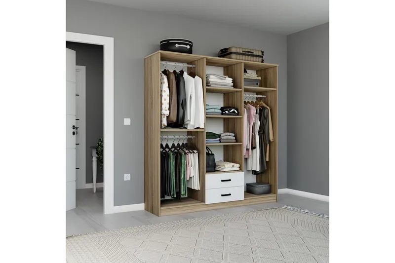 Yaman Garderobsskåp 180x190 cm - Valnöt - Förvaring - Skåp - Garderobsskåp