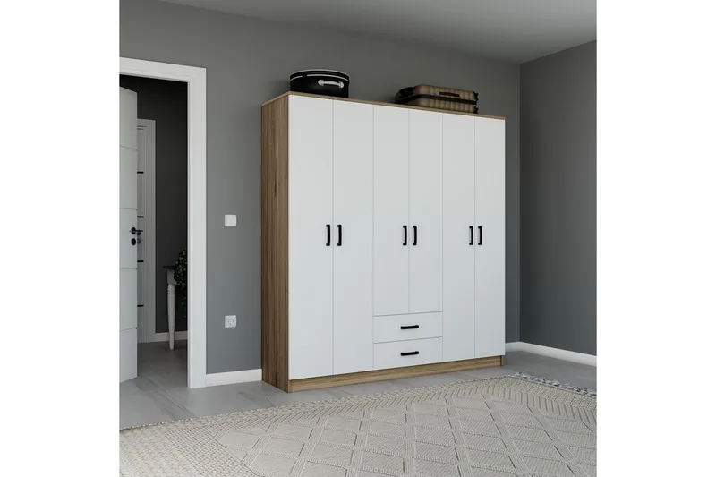 Yaman Garderobsskåp 180x190 cm - Valnöt - Förvaring - Skåp - Garderobsskåp