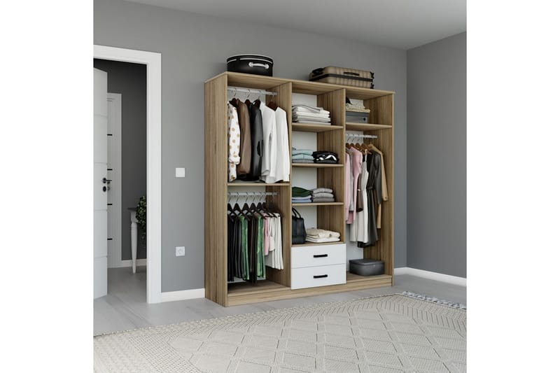 Yaman Garderobsskåp 180x190 cm - Valnöt - Förvaring - Skåp - Garderobsskåp