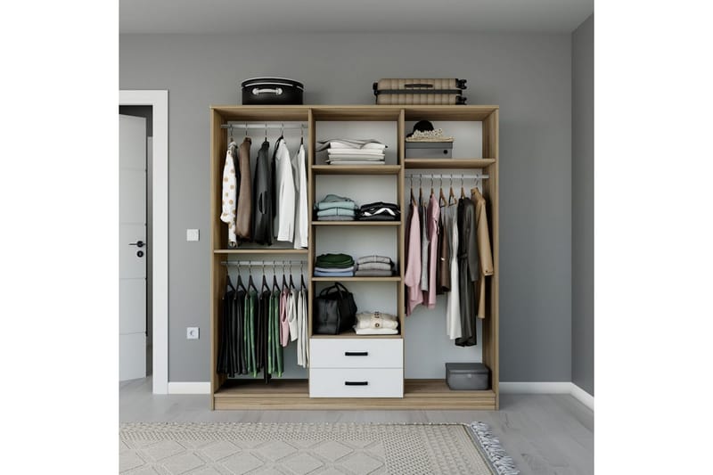 Yaman Garderobsskåp 180x190 cm - Valnöt - Förvaring - Skåp - Garderobsskåp