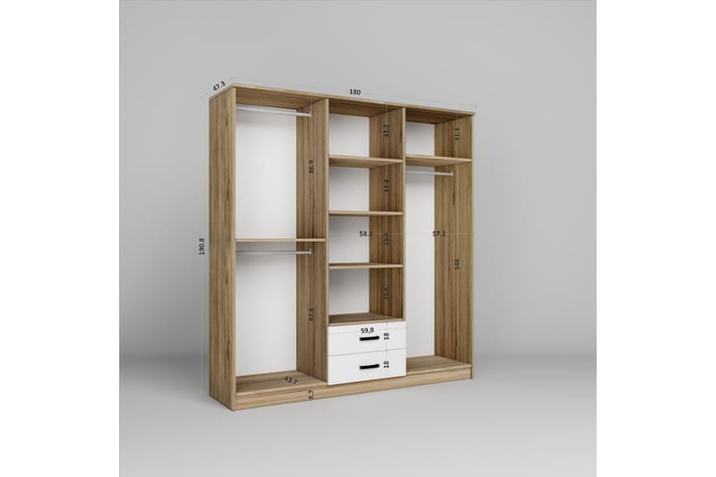 Yaman Garderobsskåp 180x190 cm - Valnöt - Förvaring - Skåp - Garderobsskåp