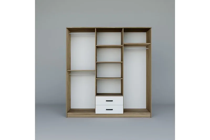 Yaman Garderobsskåp 180x190 cm - Valnöt - Förvaring - Skåp - Garderobsskåp