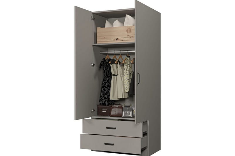 Yaman Garderobsskåp 80x182 cm - Grå - Förvaring - Skåp - Garderobsskåp