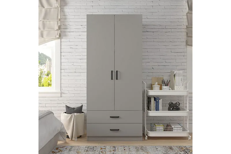 Yaman Garderobsskåp 80x182 cm - Grå - Förvaring - Skåp - Garderobsskåp