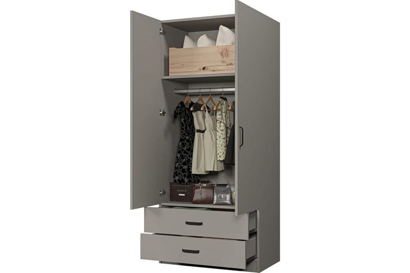 Yaman Garderobsskåp 80x182 cm - Grå - Förvaring - Skåp - Garderobsskåp
