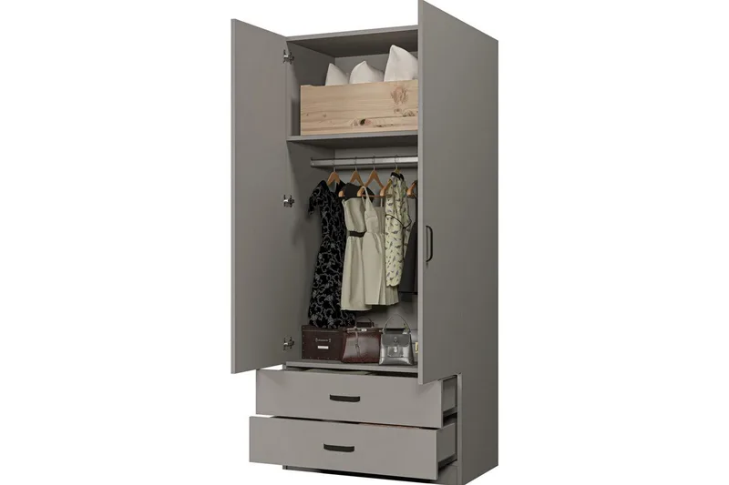 Yaman Garderobsskåp 80x182 cm - Grå - Förvaring - Skåp - Garderobsskåp