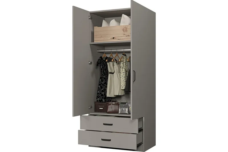 Yaman Garderobsskåp 80x182 cm - Grå - Förvaring - Skåp - Garderobsskåp