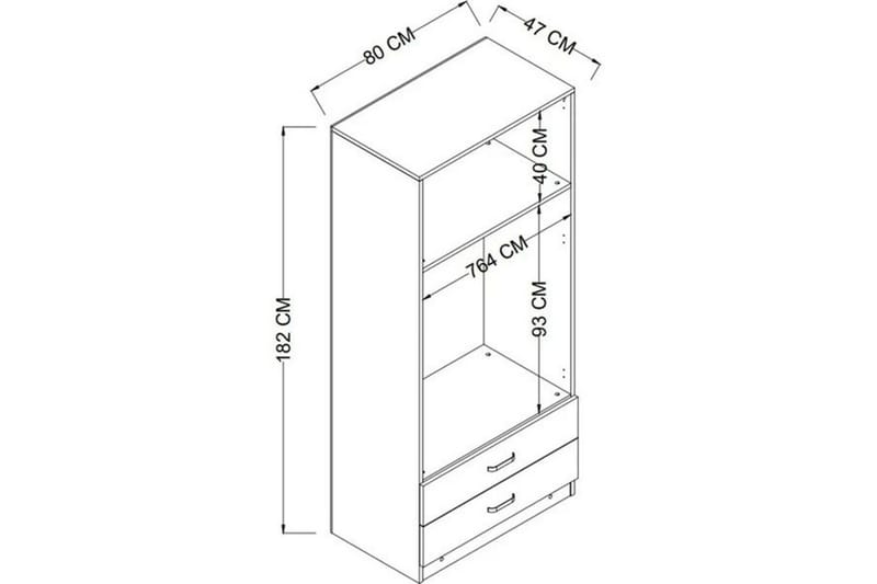 Yaman Garderobsskåp 80x182 cm - Grå - Förvaring - Skåp - Garderobsskåp