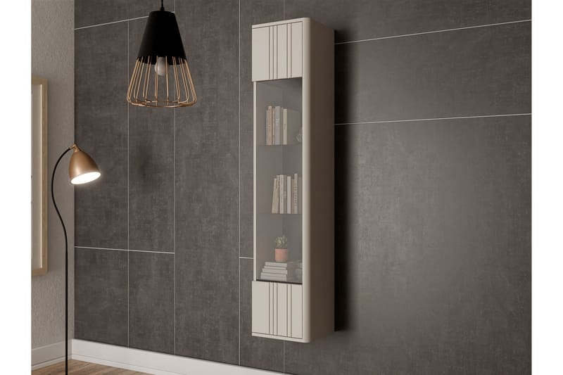 Zalricus Vitrinskåp 36x164 cm - Beige - Förvaring - Skåp - Vitrinskåp
