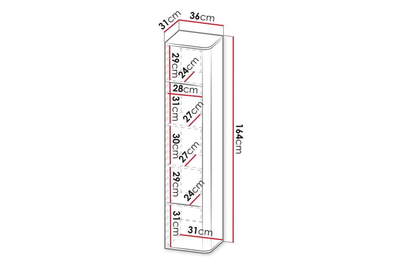 Zalricus Vitrinskåp 36x164 cm - Beige - Förvaring - Skåp - Vitrinskåp