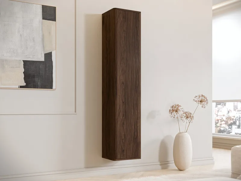 Zalricus vitrinskåp 36x164 cm - Svart, valnöt - Förvaring - Skåp - Vitrinskåp