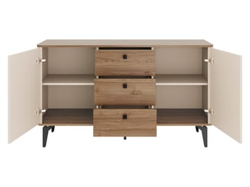Zeyrin Möbelset vardagsrum - Skänk + Vitrinskåp - Brun|beige|svart - Förvaring - Skåp - Vitrinskåp