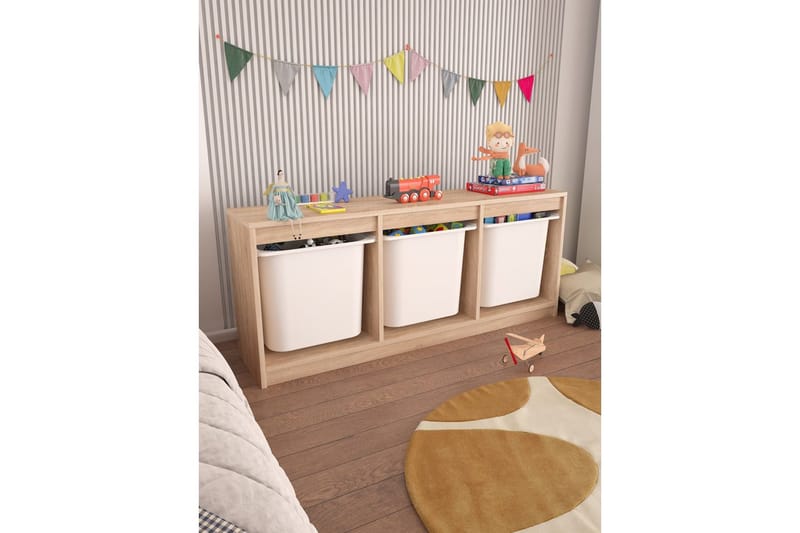 Alvora Förvaringslådor 132,3 cm - Natur/Vit - Förvaring - Småförvaring - Förvaringslådor