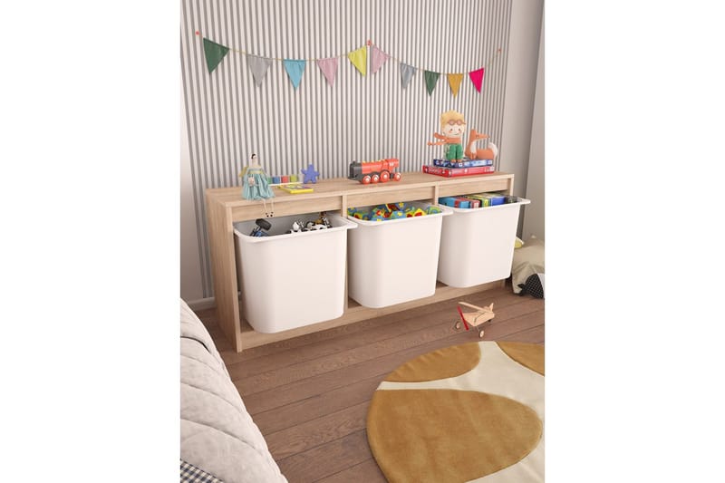 Alvora Förvaringslådor 132,3 cm - Natur/Vit - Förvaring - Småförvaring - Förvaringslådor