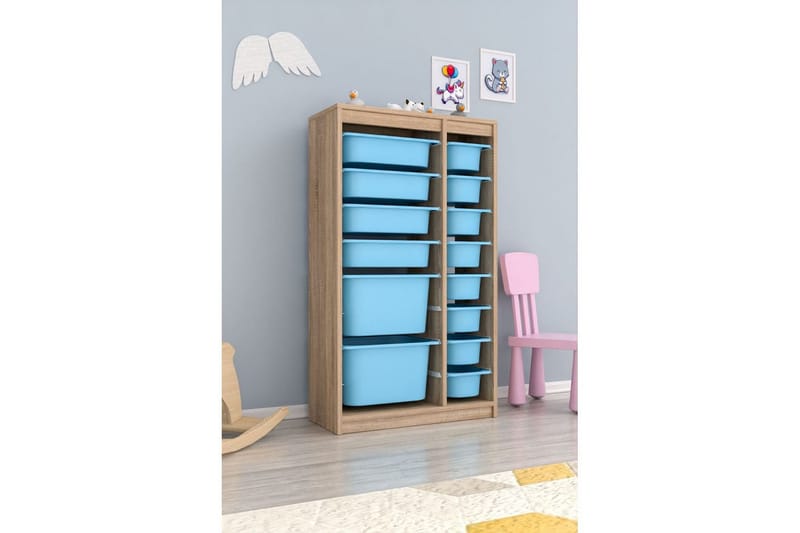 Flerfunktionsskåp Montana (69 x 112.2 x 29.6 cm) Sonomo / Blå - Sonomo / Blå - Förvaring - Småförvaring - Förvaringslådor