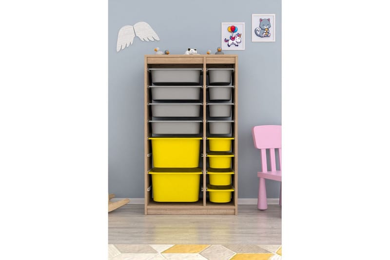 Flerfunktionsskåp Montana (69 x 112.2 x 29.6 cm) Sonomo Grå / Gul - Sonomo Grå / Gul - Förvaring - Småförvaring - Förvaringslådor