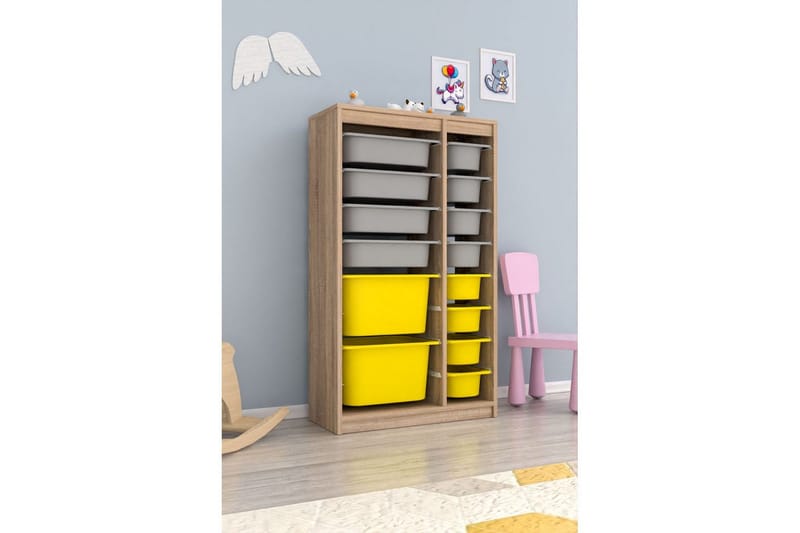 Flerfunktionsskåp Montana (69 x 112.2 x 29.6 cm) Sonomo Grå / Gul - Sonomo Grå / Gul - Förvaring - Småförvaring - Förvaringslådor