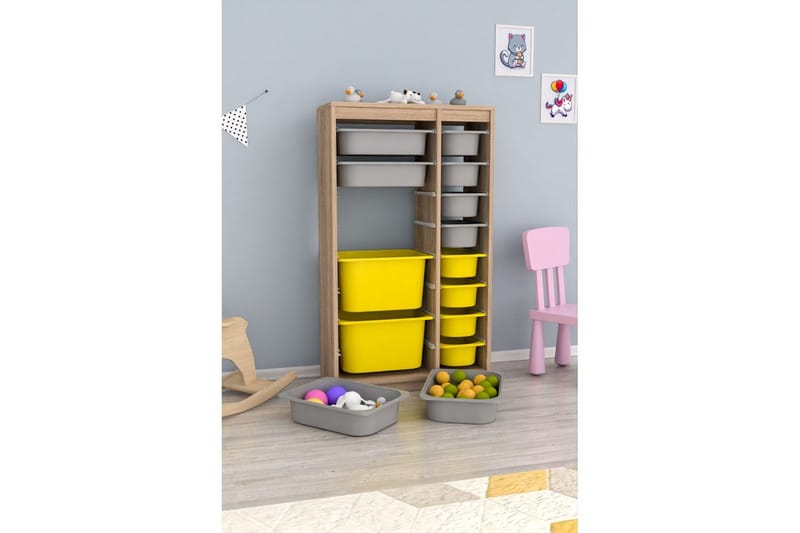 Flerfunktionsskåp Montana (69 x 112.2 x 29.6 cm) Sonomo Grå / Gul - Sonomo Grå / Gul - Förvaring - Småförvaring - Förvaringslådor