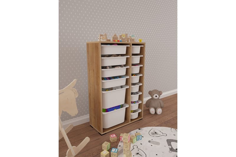 Flerfunktionsskåp Ravielwich (69,5 x 109 x 30 cm) Ek / Vit - Ek / Vit - Förvaring - Småförvaring - Förvaringslådor