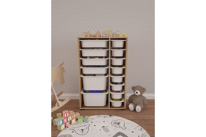 Flerfunktionsskåp Ravielwich (69,5 x 109 x 30 cm) Ek / Vit - Ek / Vit - Förvaring - Småförvaring - Förvaringslådor