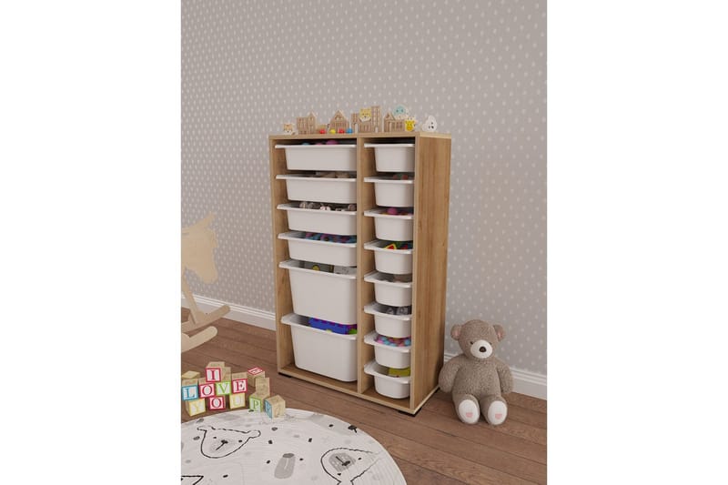 Flerfunktionsskåp Ravielwich (69,5 x 109 x 30 cm) Ek / Vit - Ek / Vit - Förvaring - Småförvaring - Förvaringslådor