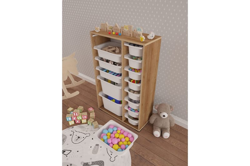 Flerfunktionsskåp Ravielwich (69,5 x 109 x 30 cm) Ek / Vit - Ek / Vit - Förvaring - Småförvaring - Förvaringslådor