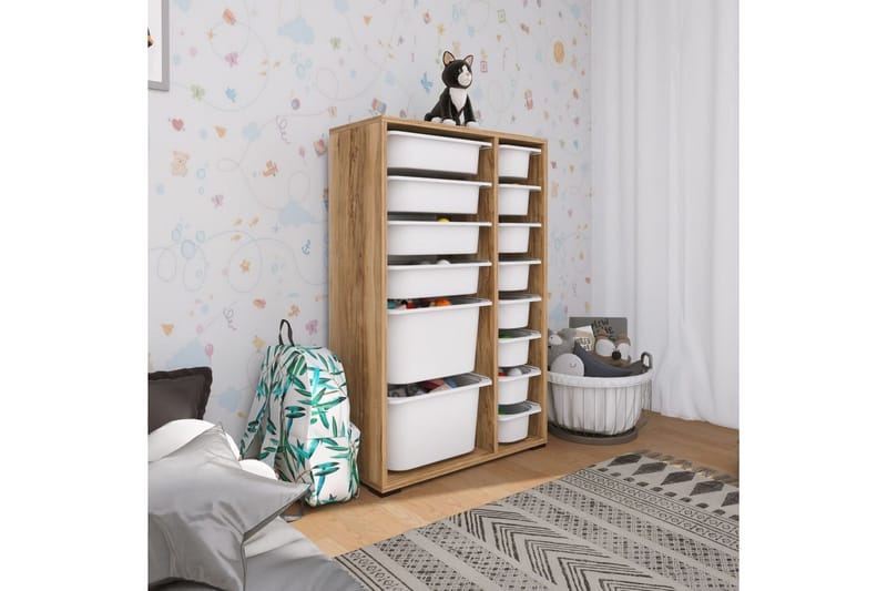 Flerfunktionsskåp Ravielwich (69,5 x 109 x 30 cm) Valnöt / Vit - Valnöt / Vit - Förvaring - Småförvaring - Förvaringslådor
