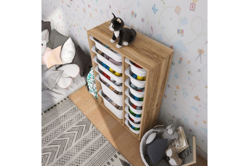 Flerfunktionsskåp Ravielwich (69,5 x 109 x 30 cm) Valnöt / Vit - Valnöt / Vit - Förvaring - Småförvaring - Förvaringslådor