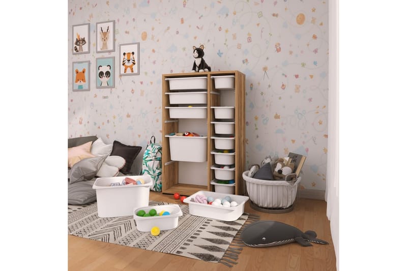 Flerfunktionsskåp Ravielwich (69,5 x 109 x 30 cm) Valnöt / Vit - Valnöt / Vit - Förvaring - Småförvaring - Förvaringslådor
