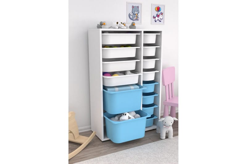 Flerfunktionsskåp Ravielwich (69,5 x 109 x 30 cm) Vit / Blå - Vit / Blå - Förvaring - Småförvaring - Förvaringslådor