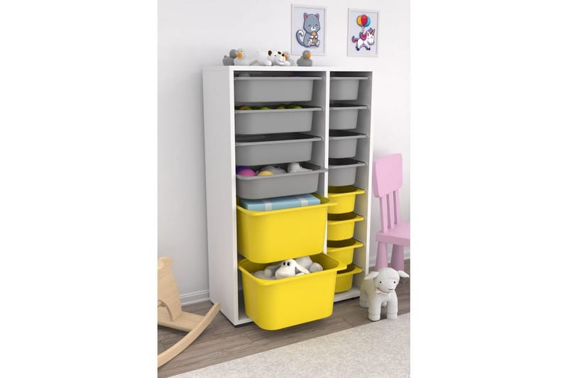 Flerfunktionsskåp Ravielwich (69,5 x 109 x 30 cm) Vit / Grå / Gul - Vit / Grå / Gul - Förvaring - Småförvaring - Förvaringslådor