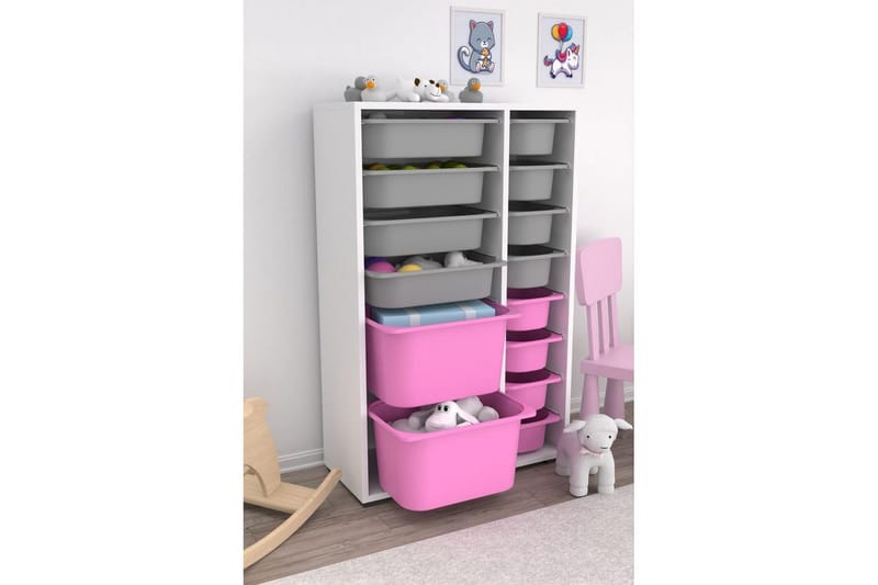 Flerfunktionsskåp Ravielwich (69,5 x 109 x 30 cm) Vit / Grå / Veyaa - Vit / Grå / Veyaa - Förvaring - Småförvaring - Förvaringslådor