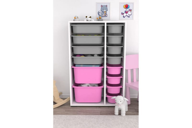 Flerfunktionsskåp Ravielwich (69,5 x 109 x 30 cm) Vit / Grå / Veyaa - Vit / Grå / Veyaa - Förvaring - Småförvaring - Förvaringslådor