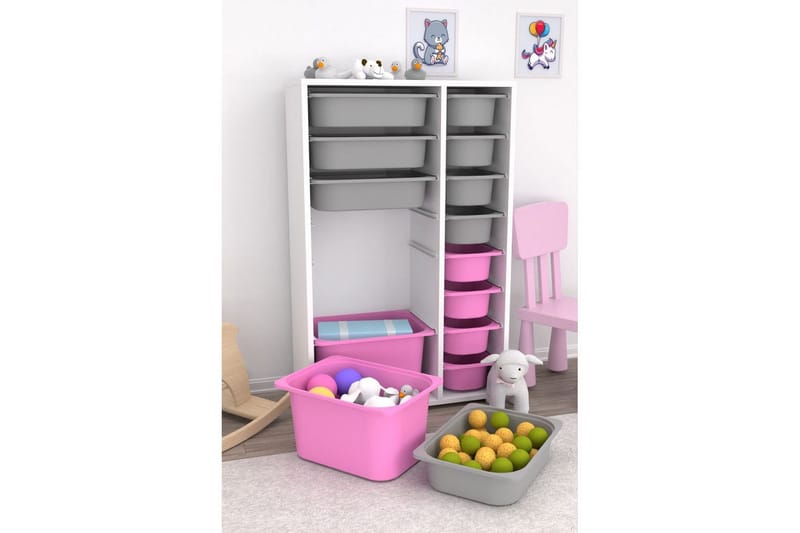 Flerfunktionsskåp Ravielwich (69,5 x 109 x 30 cm) Vit / Grå / Veyaa - Vit / Grå / Veyaa - Förvaring - Småförvaring - Förvaringslådor