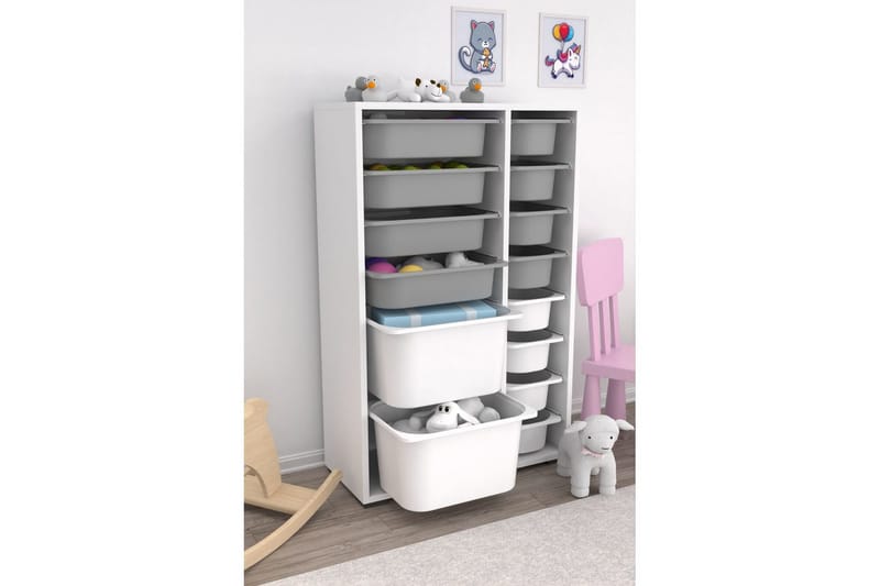 Flerfunktionsskåp Ravielwich (69,5 x 109 x 30 cm) Vit / Grå - Vit / Grå - Förvaring - Småförvaring - Förvaringslådor