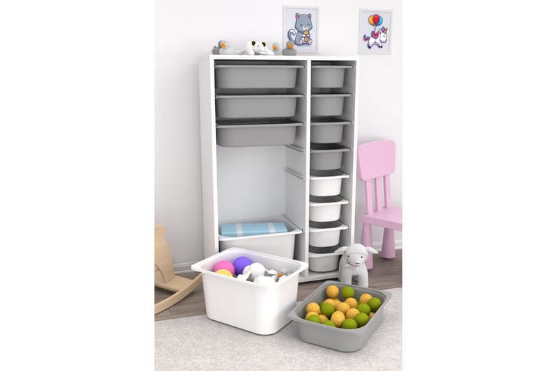Flerfunktionsskåp Ravielwich (69,5 x 109 x 30 cm) Vit / Grå - Vit / Grå - Förvaring - Småförvaring - Förvaringslådor