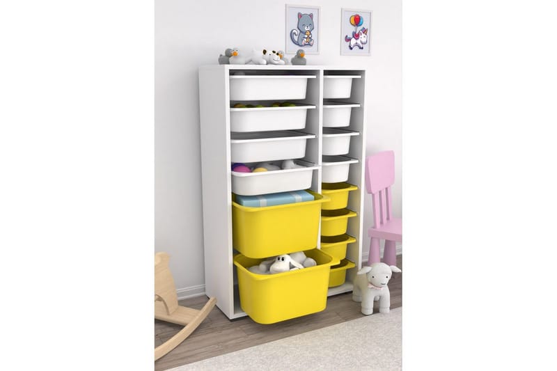 Flerfunktionsskåp Ravielwich (69,5 x 109 x 30 cm) Vit / Gul - Vit / Gul - Förvaring - Småförvaring - Förvaringslådor