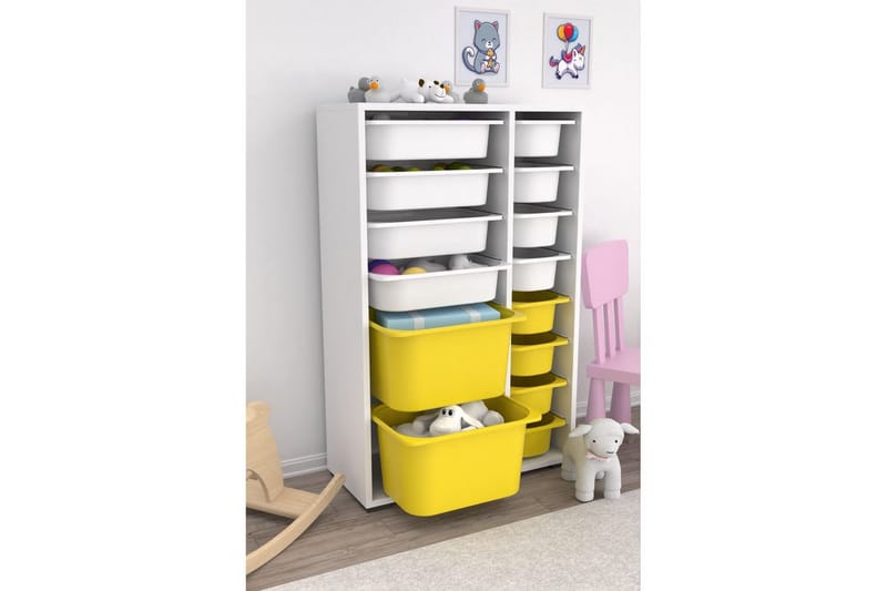 Flerfunktionsskåp Ravielwich (69,5 x 109 x 30 cm) Vit / Gul - Vit / Gul - Förvaring - Småförvaring - Förvaringslådor