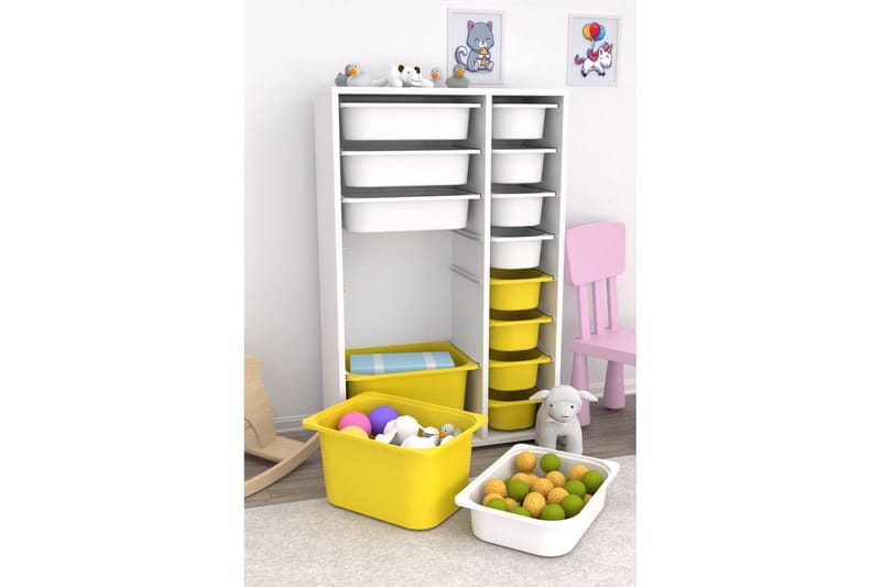Flerfunktionsskåp Ravielwich (69,5 x 109 x 30 cm) Vit / Gul - Vit / Gul - Förvaring - Småförvaring - Förvaringslådor