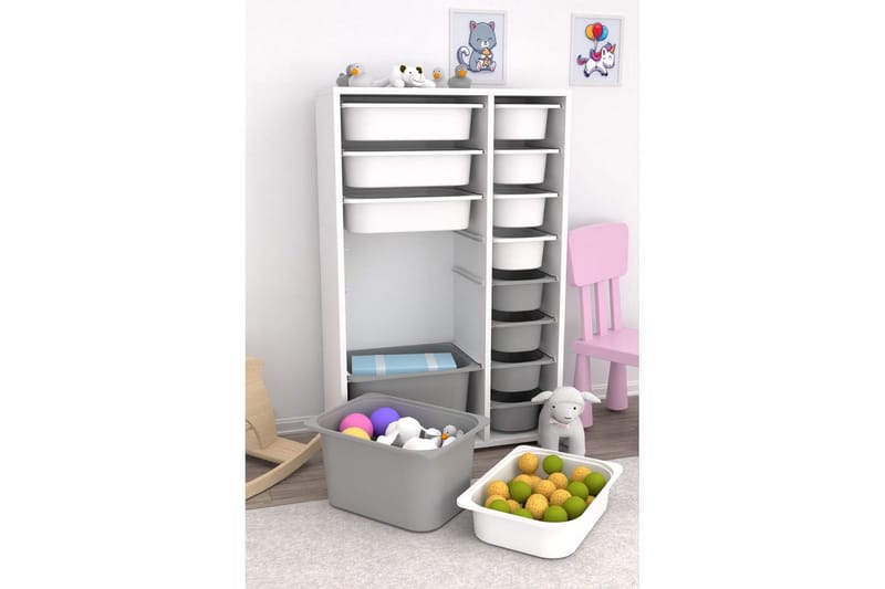 Flerfunktionsskåp Ravielwich (69,5 x 109 x 30 cm) VitGrå 2 - VitGrå 2 - Förvaring - Småförvaring - Förvaringslådor