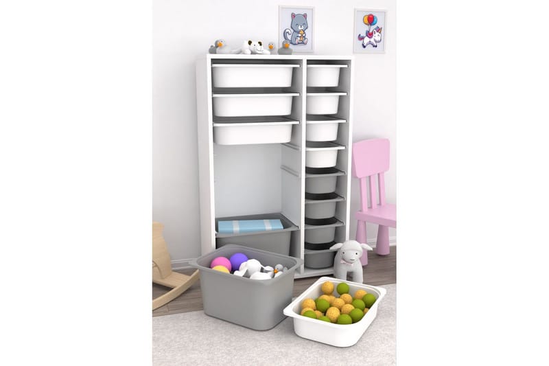 Flerfunktionsskåp Ravielwich (69,5 x 109 x 30 cm) VitGrå 2 - VitGrå 2 - Förvaring - Småförvaring - Förvaringslådor