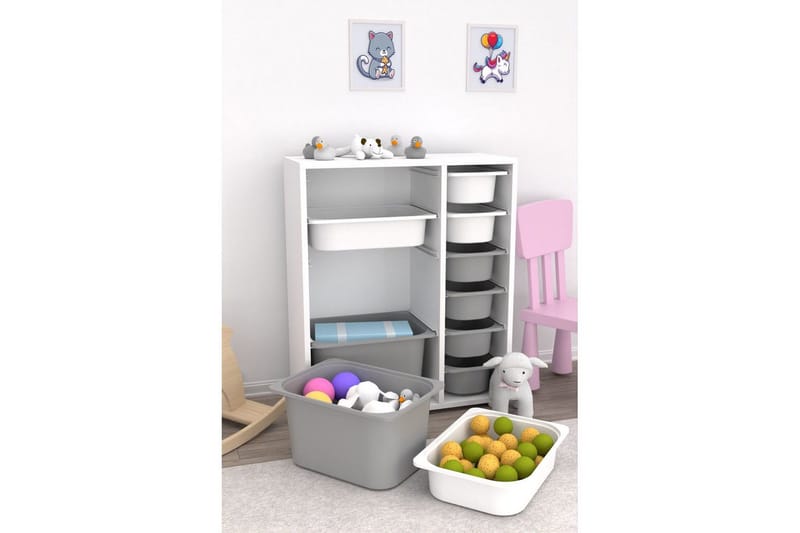 Flerfunktionsskåp Sosan K6B Vit / Grå - Vit / Grå - Förvaring - Småförvaring - Förvaringslådor