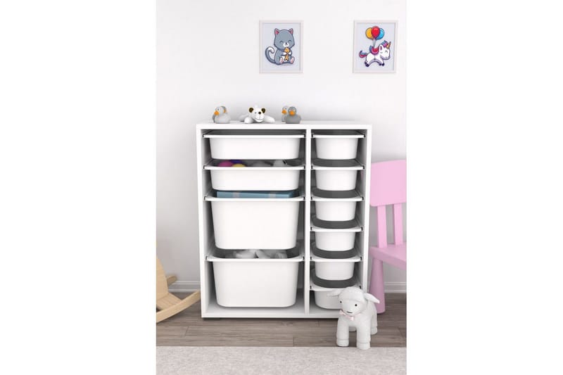 Flerfunktionsskåp Sosan K6B Vit - Vit - Förvaring - Småförvaring - Förvaringslådor