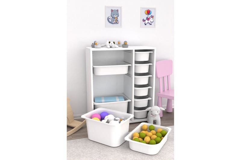 Flerfunktionsskåp Sosan K6B Vit - Vit - Förvaring - Småförvaring - Förvaringslådor