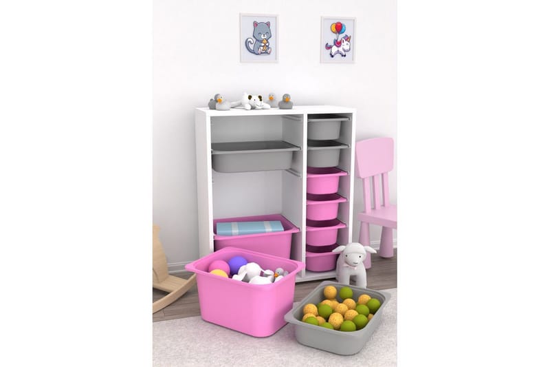 Flerfunktionsskåp Sosan K6U Vit / Grå / Veyaa - Vit / Grå / Veyaa - Förvaring - Småförvaring - Förvaringslådor