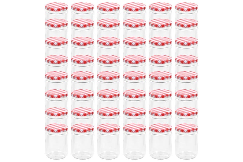 Syltburkar i glas med vita och röda lock 48 st 230 ml - Röd - Småförvaring - Glasburk - Flaskor & burkar