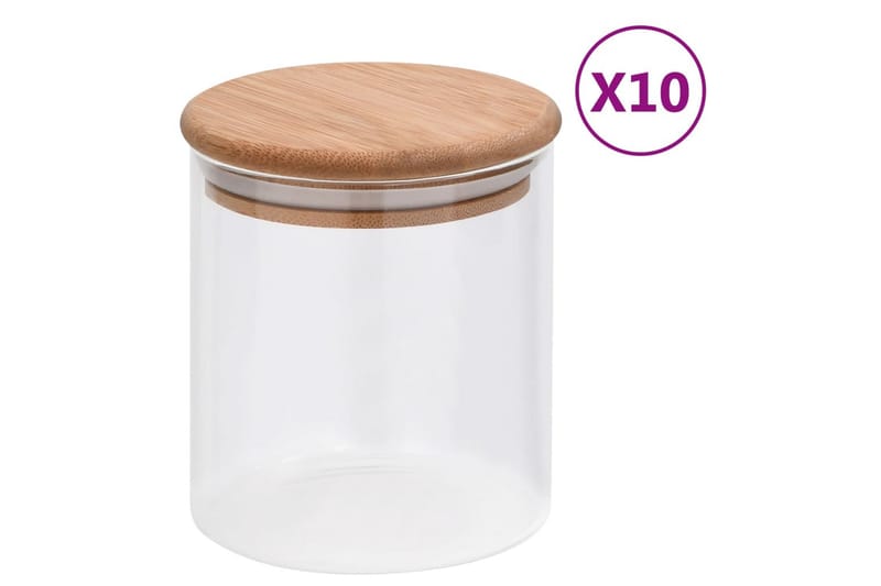 Förvaringsburkar i glas med bambulock 10 st 600 ml - Transparent - Förvaring - Småförvaring