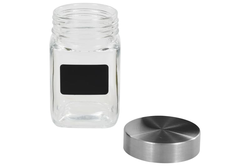 Förvaringsburkar i glas med etiketter 12 st 300 ml - Transparent - Småförvaring - Glasburk - Flaskor & burkar