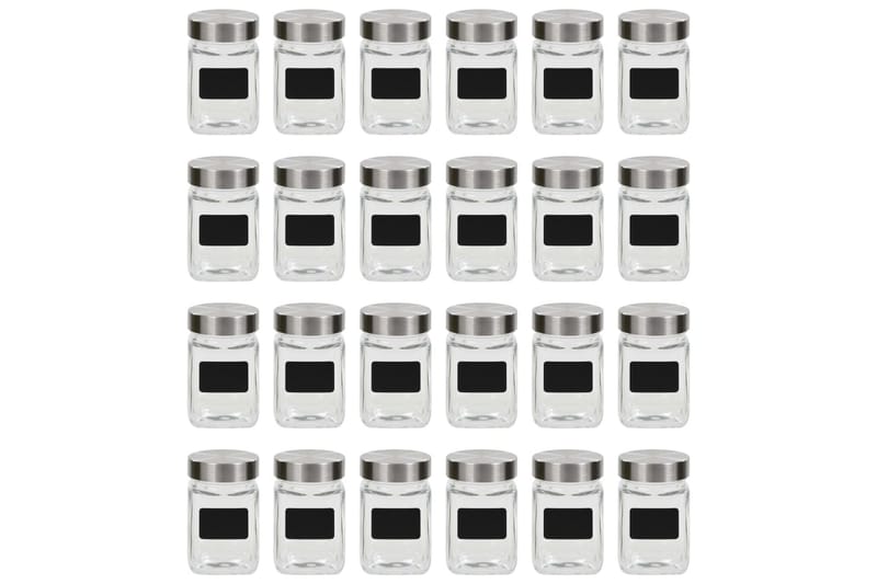 Förvaringsburkar i glas med etiketter 24 st 300 ml - Transparent - Förvaring - Småförvaring
