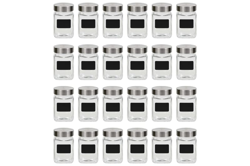 Förvaringsburkar i glas med etiketter 24 st 300 ml - Transparent - Småförvaring - Glasburk - Flaskor & burkar